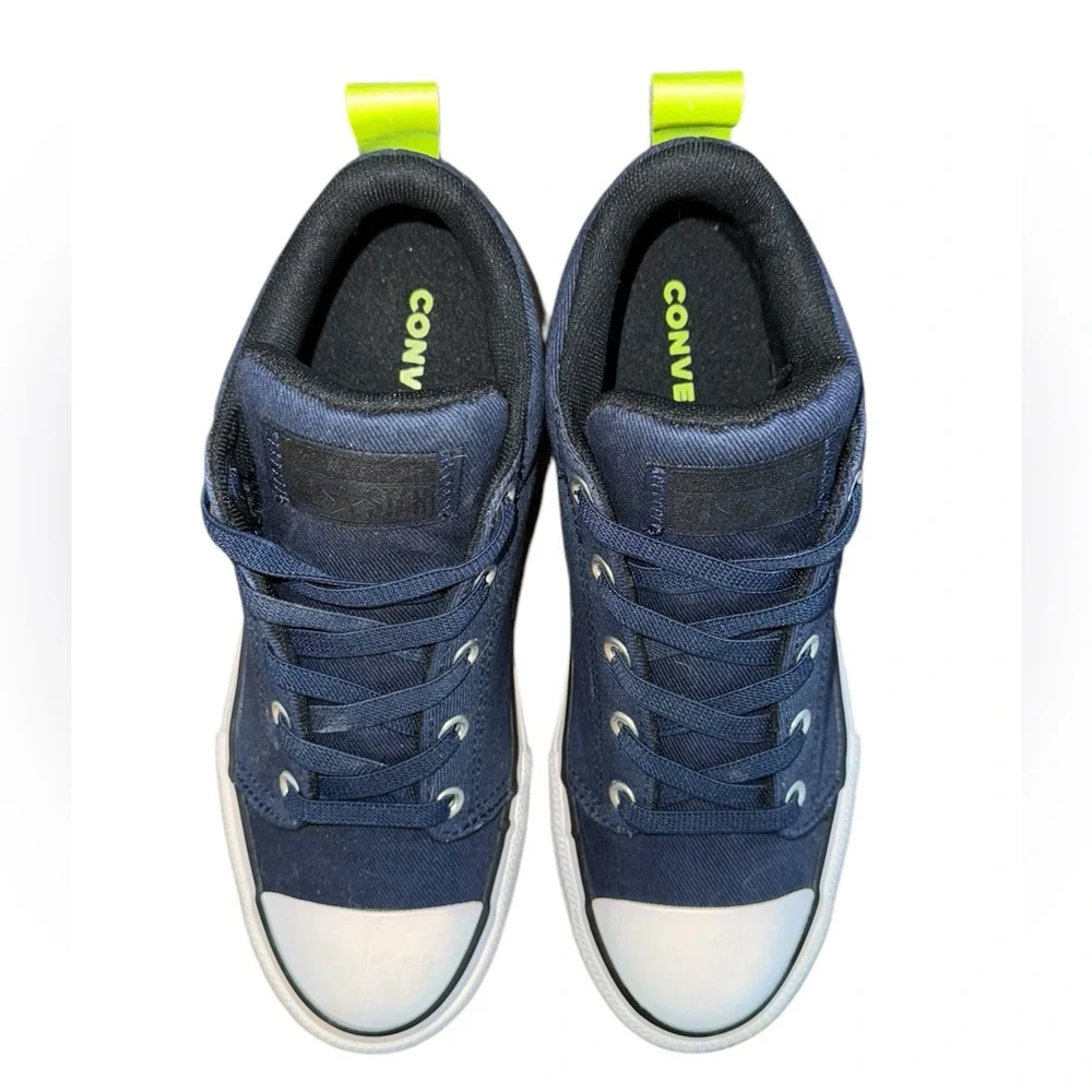 Converse Chuck Taylor Mid Top Sneakers Juniors Size 4 Navy Blue/Bright Green